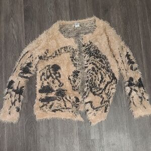 Vero Moda Fuzzy Beige and Black Cardigan
